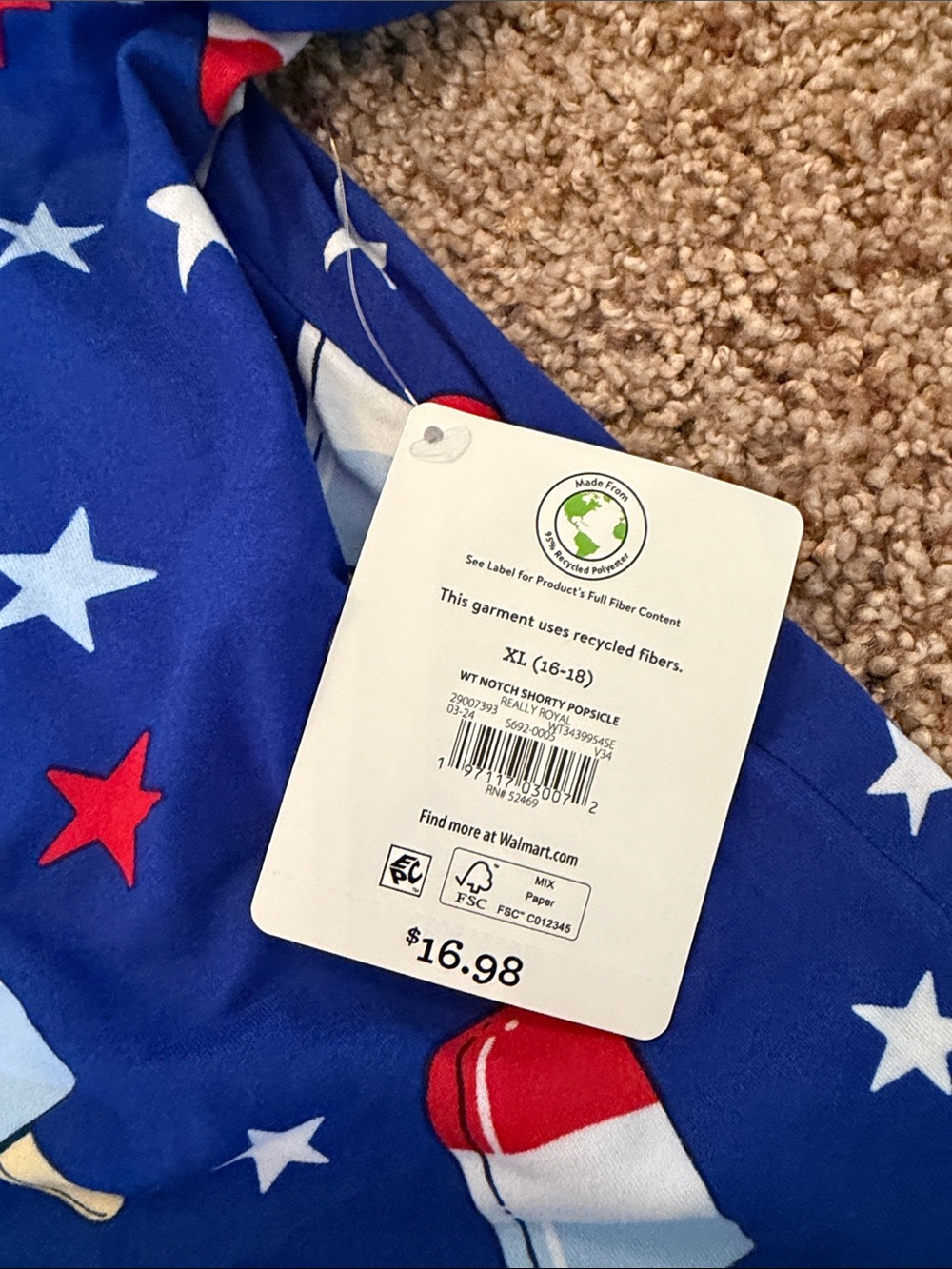 NWT Viral Walmart Bomb Pop Patriotic Pajama Set - XL - Picture 2 of 3